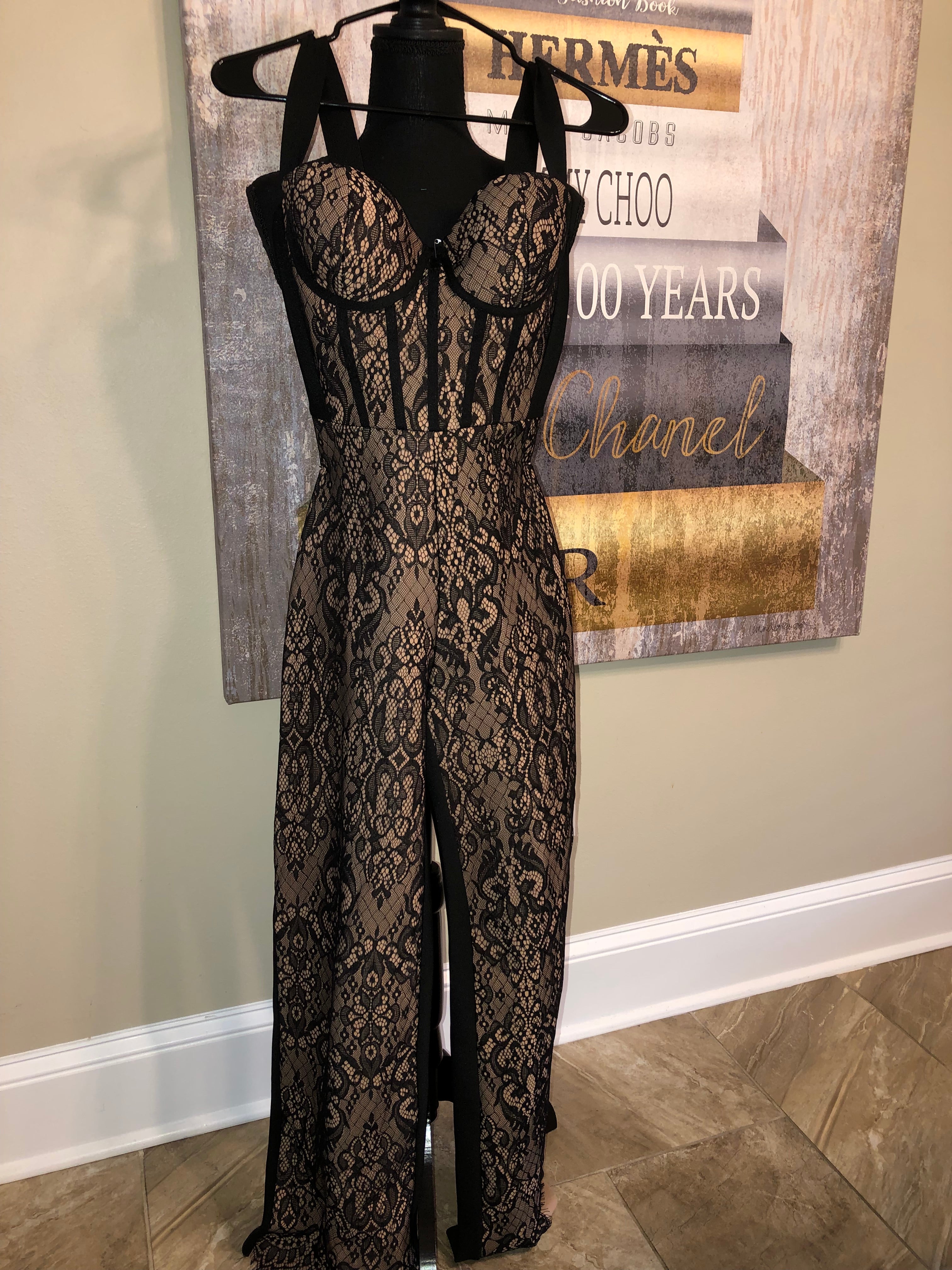 Black/Tan Lace Jumpsuit
