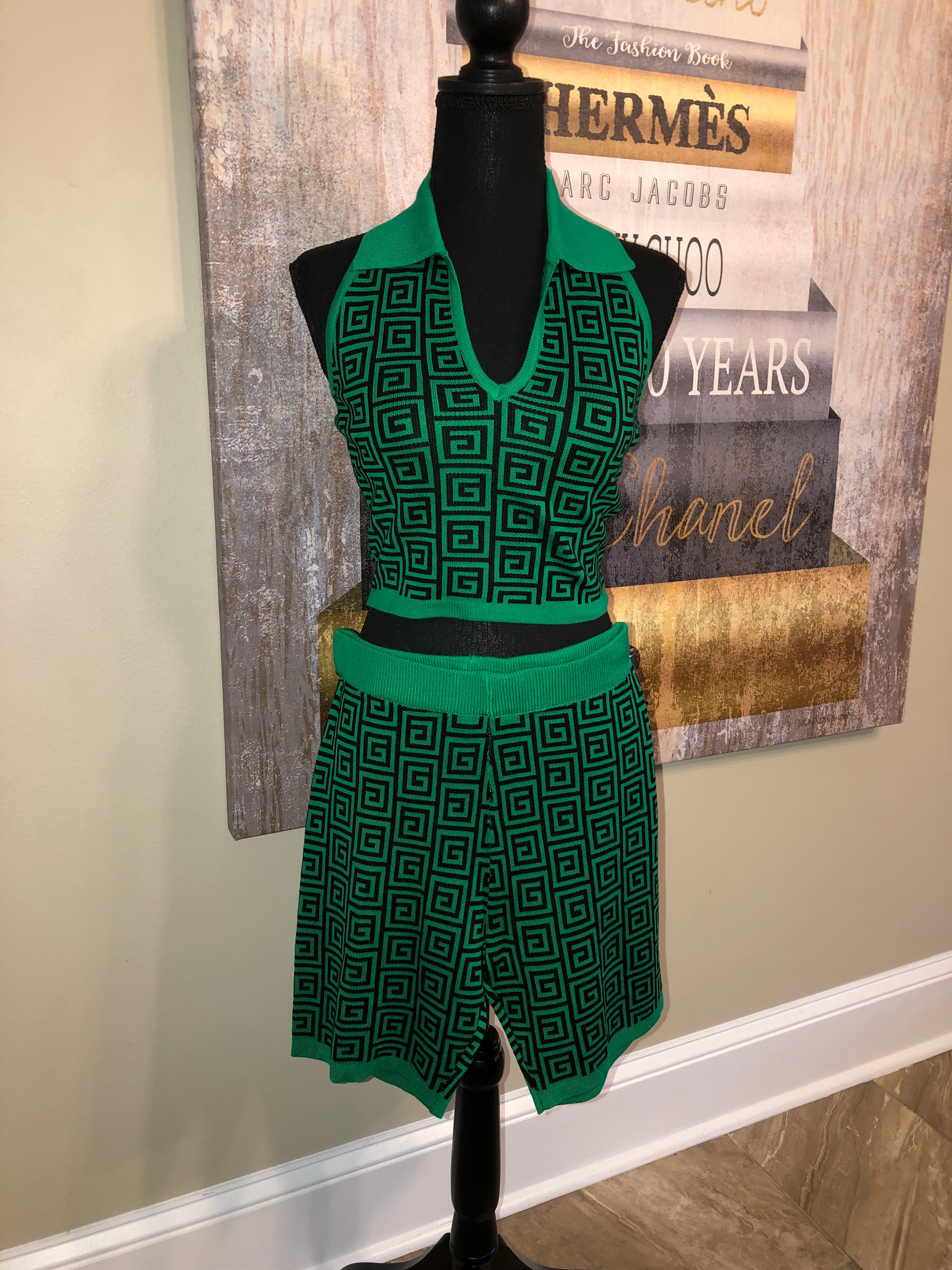 Green/Black Short Set
