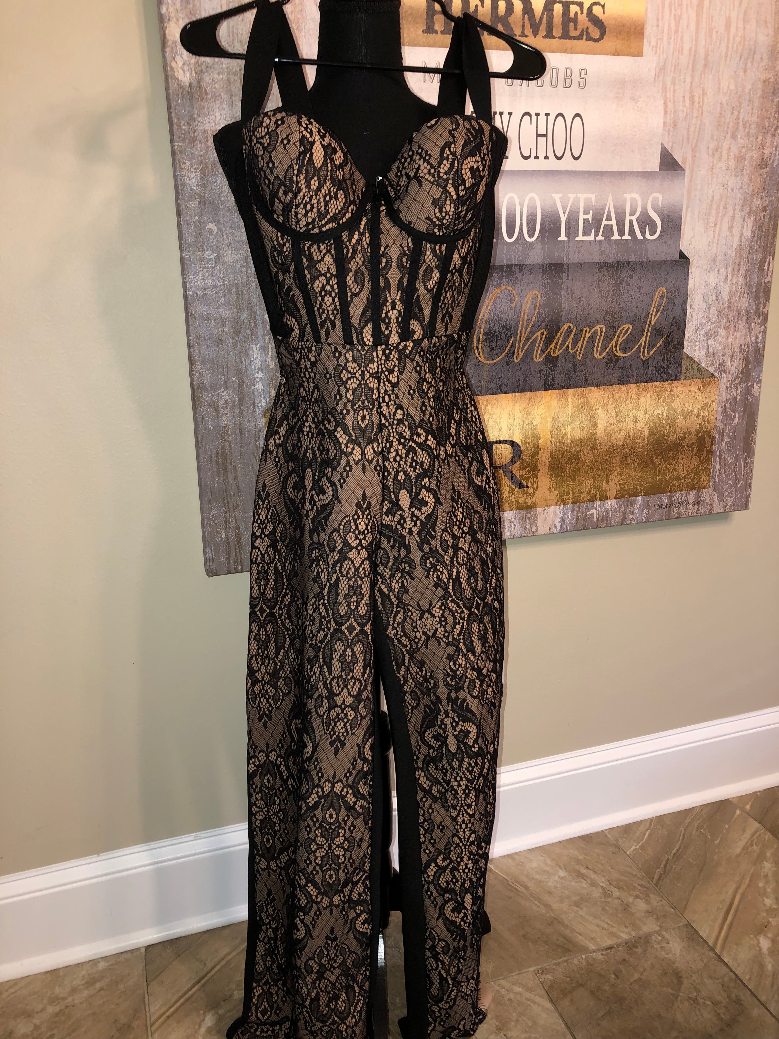 Black/Tan Lace Jumpsuit